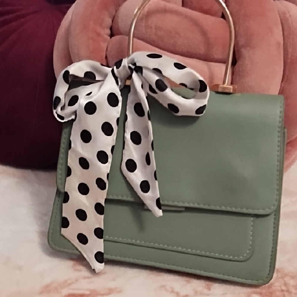 Green Mini Bag 💚 with Polka Dot Twilly